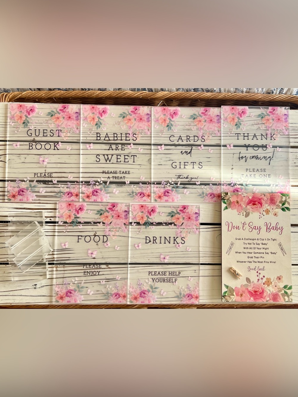 7 Pcs. Baby Shower Table Decoration signs.